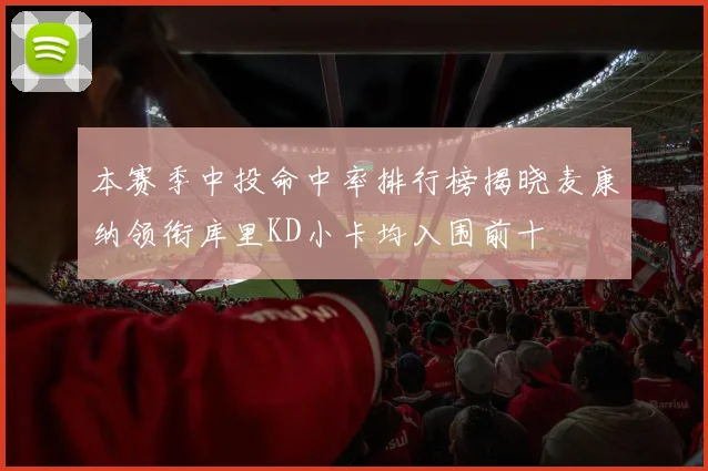 本赛季中投命中率排行榜揭晓麦康纳领衔库里KD小卡均入围前十
